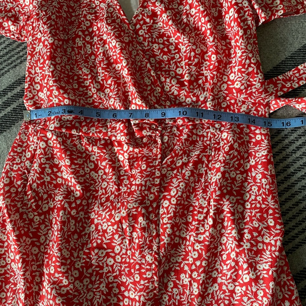 Naggoo Red Ditsy Floral Wrap Ruffle sundress size small - Picture 10 of 14
